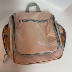 Travel Toiletry Bag peachy pink with Gray Accents